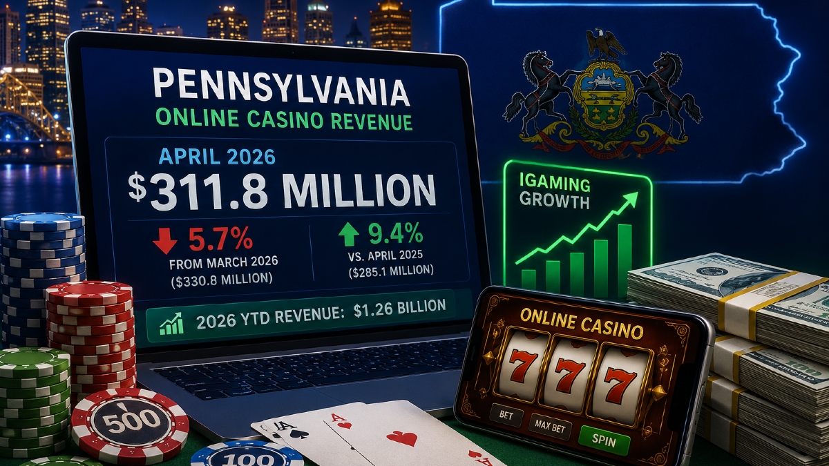Pennsylvania Online Casino Revenue Drops to $311.8 Million After Record March