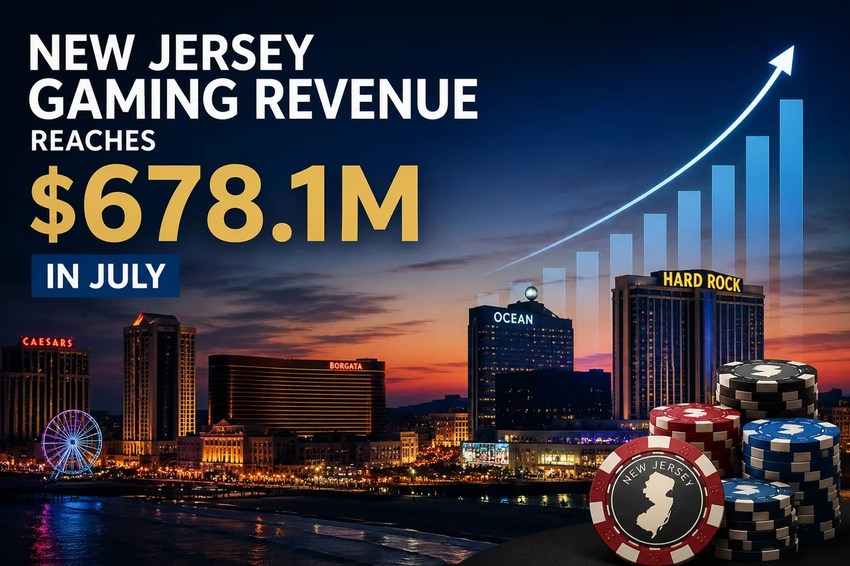 New Jersey Gaming Revenue Climbs to $678.1M in July 2026